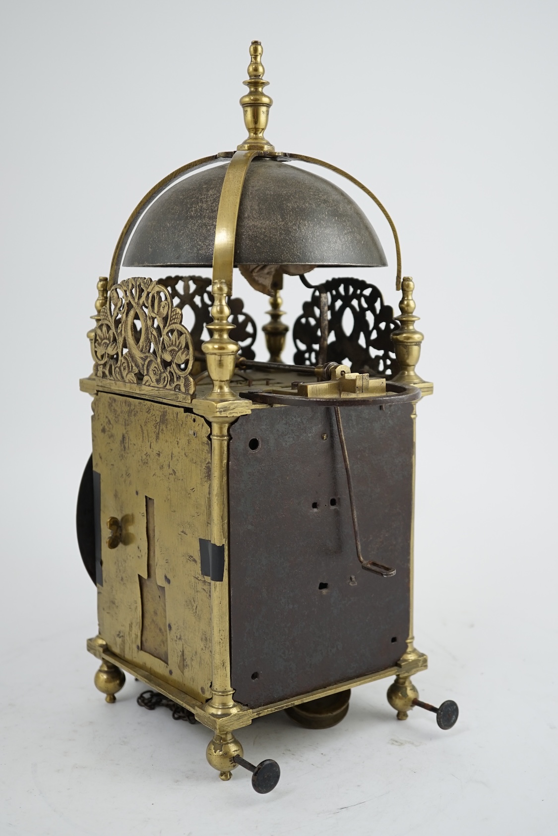 A late 17th century brass lantern clock